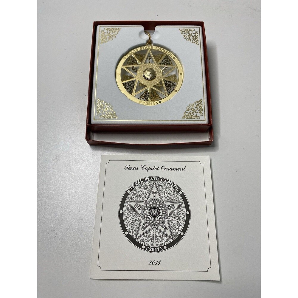 2011 Texas State Capitol Front Gates Christmas Ornament W/ Box  & Pamphlet